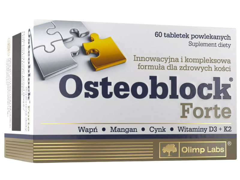 Zdjęcie przedstawia suplement diety Olimp Osteoblock Forte w tabletkach.