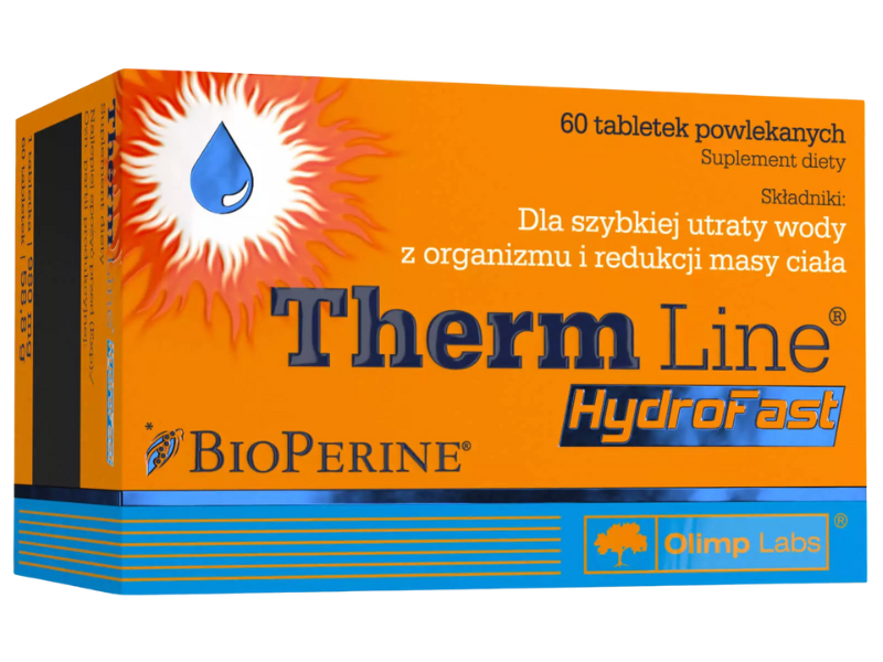 Zdjęcie przedstawia suplement diety Olimp Therm Line HydroFast w tabletkach.