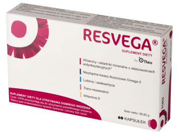 Zdjęcie przedstawia suplement diety Resvega.