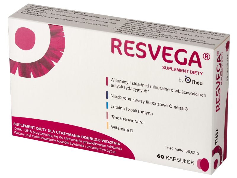 Zdjęcie przedstawia suplement diety Resvega.
