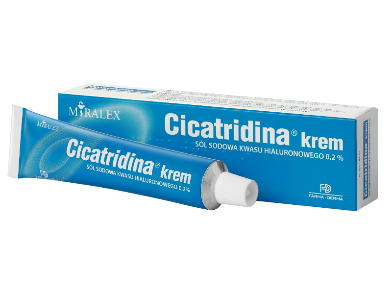 Zdjęcie przedstawia wyrób medyczny Cicatridina, krem.