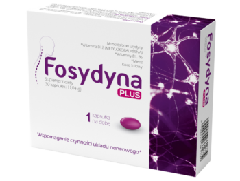 Zdjęcie przedstawia suplement diety Fosydyna Plus, kapsułki.