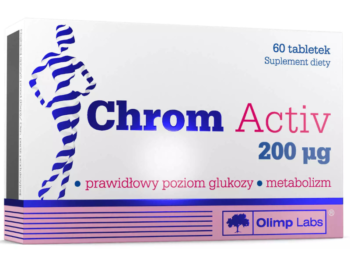 Zdjęcie przedstawia suplement diety Olimp Chrom Active, w tabletkach 200 µg.