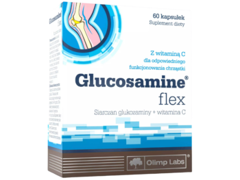 Zdjęcie przedstawia suplement diety Olimp Glucosamine Flex w kapsułkach.