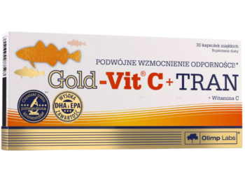 Zdjęcie przedstawia suplement diety Olimp Gold-Vit C + Tran w kapsułkach.
