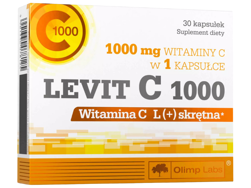 Zdjęcie przedstawia suplement diety Olimp Levit C 1000 w kapsułkach.