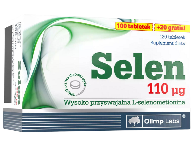 Zdjęcie przedstawia suplement diety Olimp Selen w tabletkach, 110 mcg.