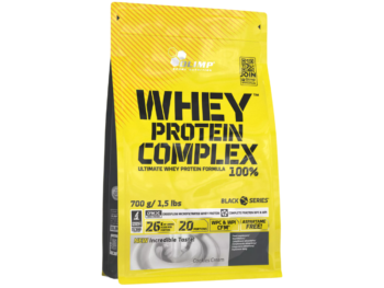 Zdjęcie przedstawia suplement diety Olimp Whey Protein Complex w proszku.