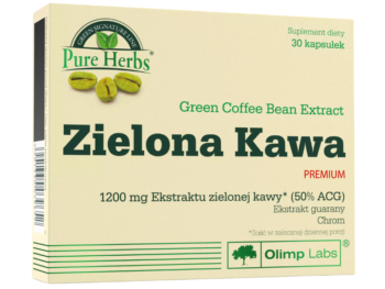 Zdjęcie przedstawia suplement diety Olimp Zielona Kawa Premium w kapsułkach.