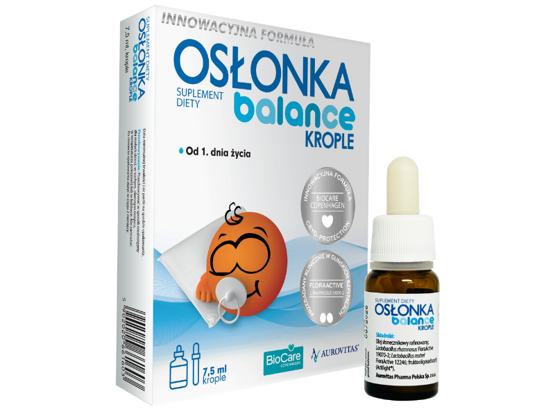 Zdjęcie przedstawia suplement diety Osłonka Balance, krople.