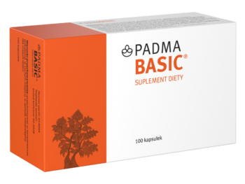 Zdjęcie przedstawia suplement diety Padma Basic, kapsułki.