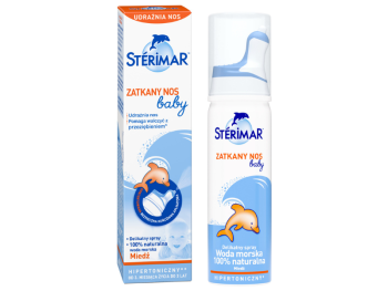 Zdjęcie przedstawia wyrób medyczny Sterimar Zatkany Nos baby, spray do nosa.