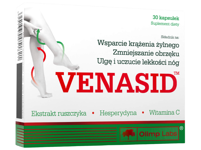 Zdjęcie przedstawia suplement diety Venasid w kapsułkach.