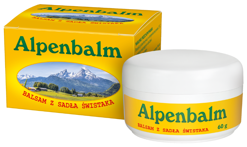 Zdjęcie przedstawia Amara Alpenbalm balsam z sadła świstaka.