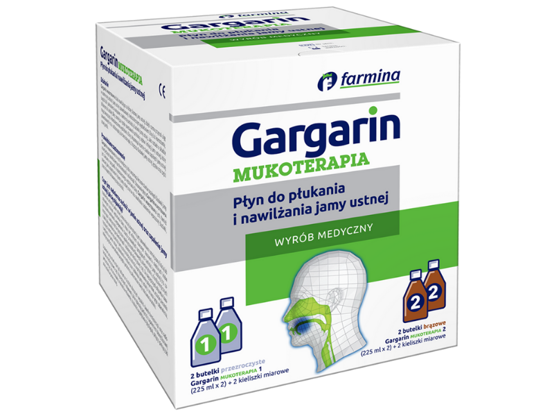 Zdjęcie przedstawia wyrób medyczny Gargarin Mukoterapia.