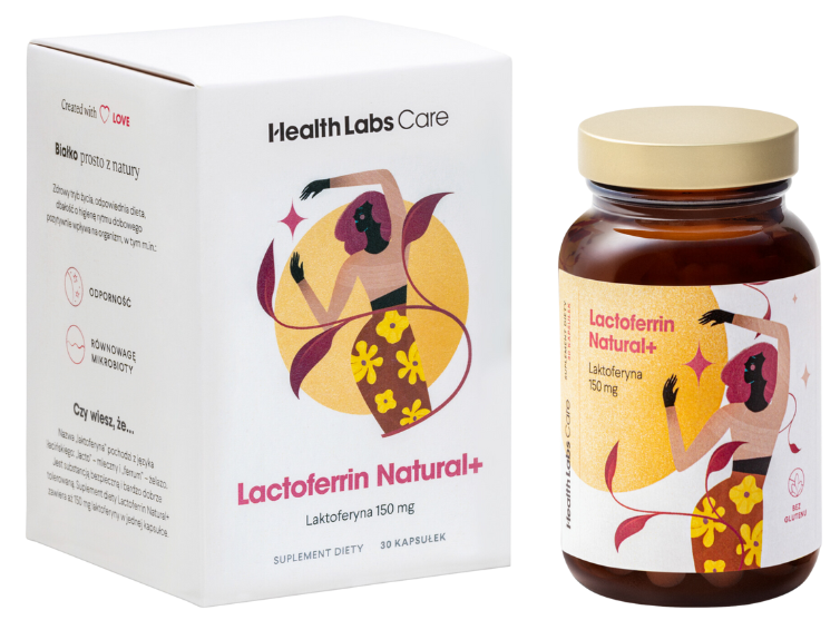 Zdjęcie przedstawia produkt Lactoferrin Natural+, kapsułki.