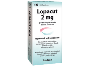 Zdjęcie przedstawia produkt Lopacut, tabletki powlekane, 2 mg.