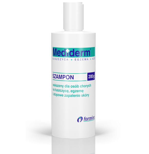 Zdjęcie przedstawia wyrób medyczny Mediderm szampon.
