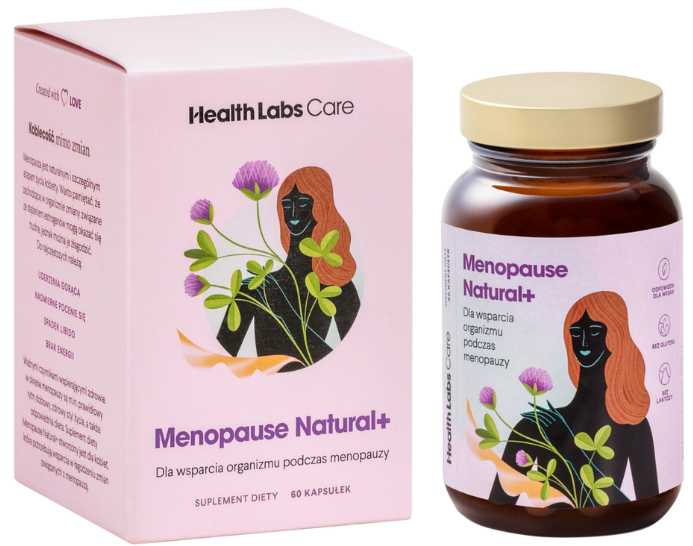 Zdjęcie przedstawia produkt Menopause Natural+, kapsułki.