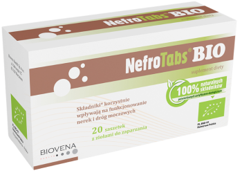 Zdjęcie przedstawia produkt NefroTabs Bio, zioła do zaparzania.
