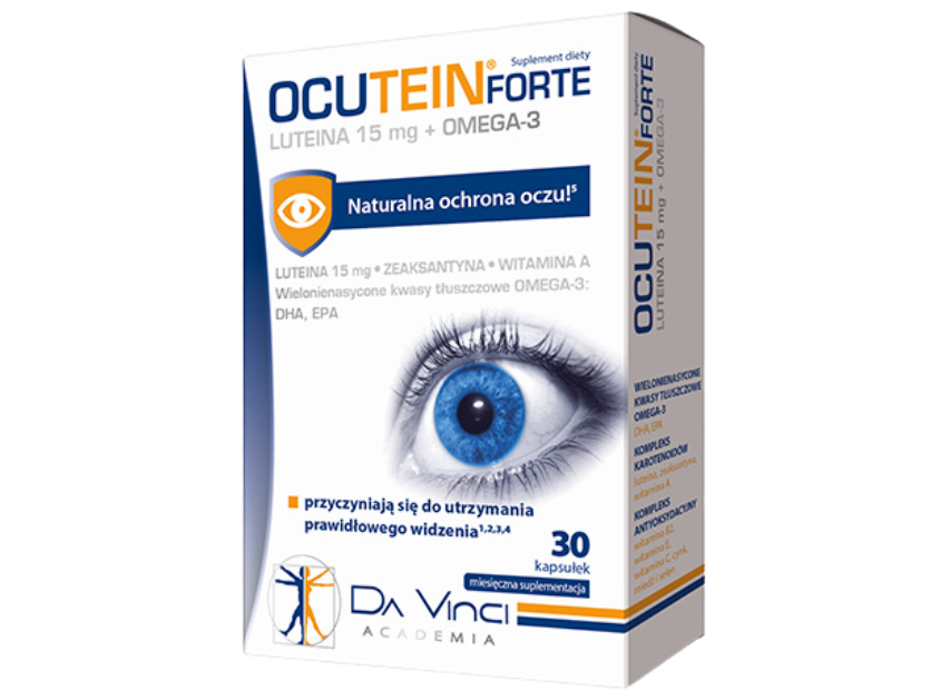 Zdjęcie przedstawia produkt Ocutein Forte, kapsułki.
