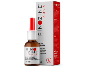 Zdjęcie przedstawia produkt Rinozine Aqua, spray do nosa.
