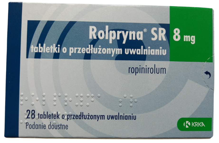 Opakowanie leku Rolpryna SR w tabletkach o przedłużonym uwalnianiu o dawce 8 mg.