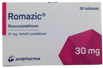 Opakowanie leku Romazic w tabletkach powlekanych o dawce 30 mg.