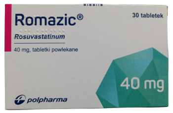 Opakowanie leku Romazic w tabletkach powlekanych o dawce 40 mg.