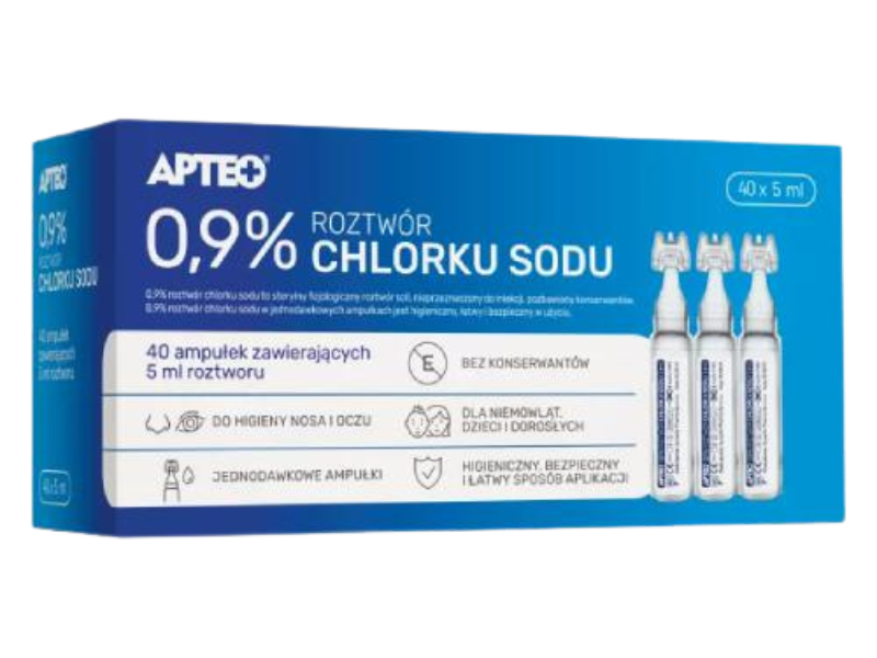 Zdjęcie przedstawia wyrób medyczny Roztwór chlorku sodu APTEO, 0,9%.