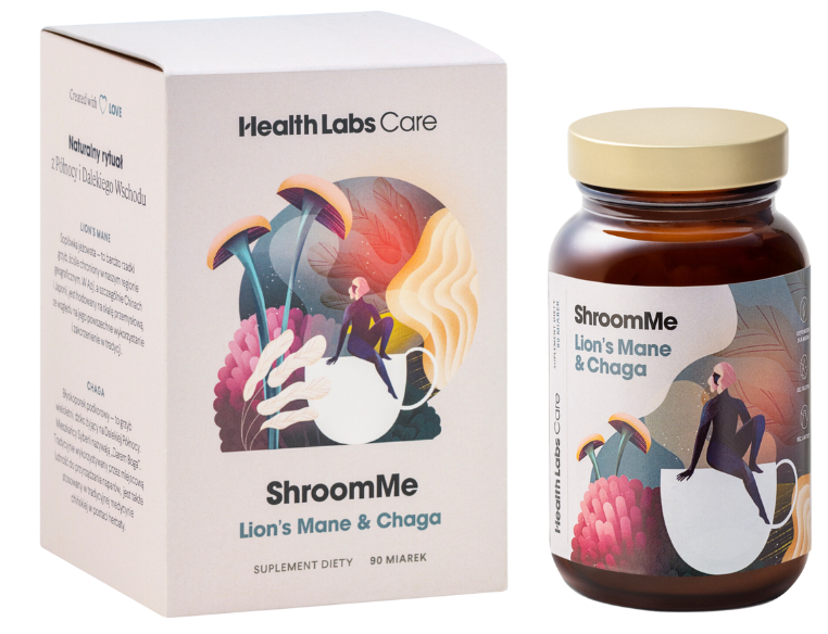 Zdjęcie przedstawia produkt ShroomMe Lion’s Mane & Chaga, proszek do rozpuszczania.