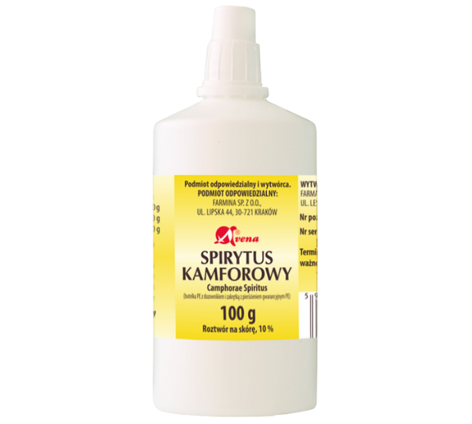Zdjęcie przedstawia lek bez recepty Spirytus Kamforowy Avena.