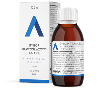 Zdjęcie przedstawia produkt Syrop prawoślazowy Amara, syrop, 32,9 g:100 g.