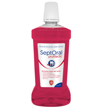 Zdjęcie przedstawia kosmetyk SeptOral Profilactic płyn do płukania jamy ustnej.