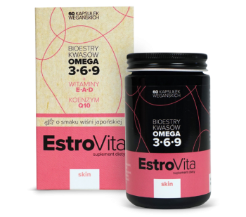 Zdjęcie przedstawia suplement diety EstroVita Skin Teen, kapsułki.