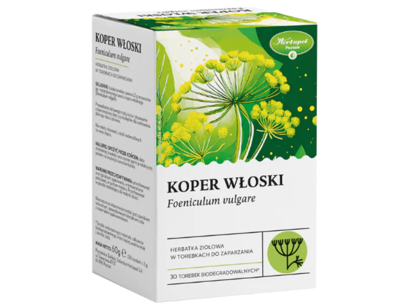 Zdjęcie przedstawia suplement diety Koper Włoski, zioła do zaparzania.