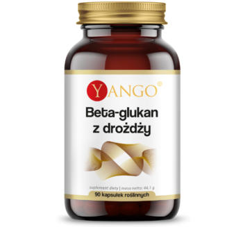 Zdjęcie przedstawia suplement diety Yango Beta-glukan z drożdży, kapsułki.