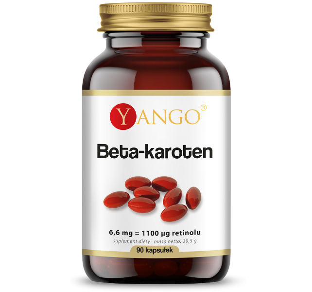 Zdjęcie przedstawia suplement diety Yango Beta-karoten, kapsułki.