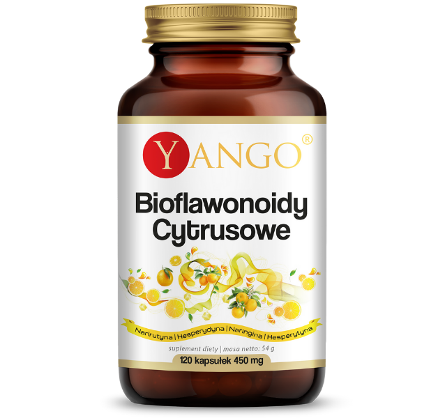 Zdjęcie przedstawia suplement diety Yango Bioflawonoidy, kapsułki.
