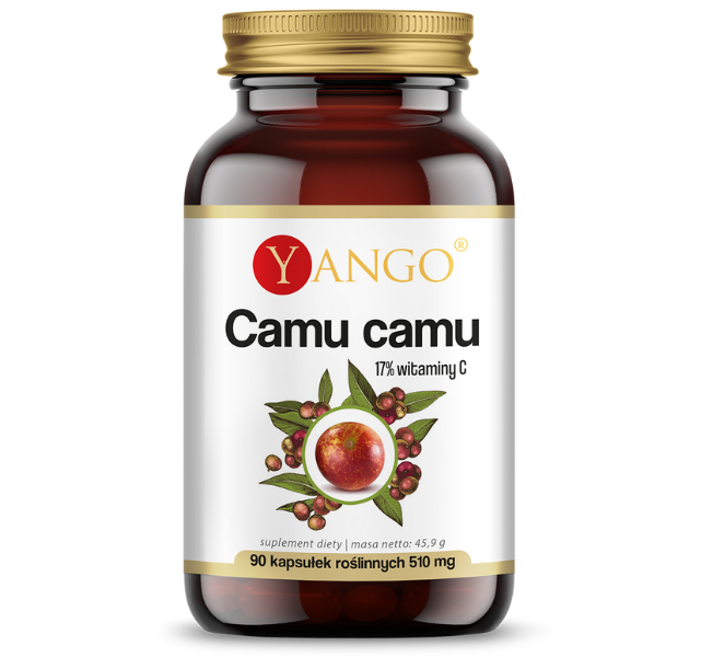 Zdjęcie przedstawia suplement diety Yango CamuCamu, kapsułki.