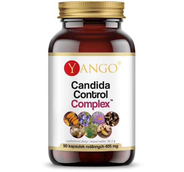 Zdjęcie przedstawia suplement diety Yango Candida control, kapsułki.