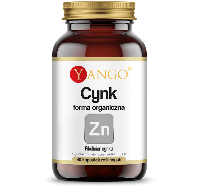 Zdjęcie przedstawia suplement diety Yango Cynk, kapsułki.