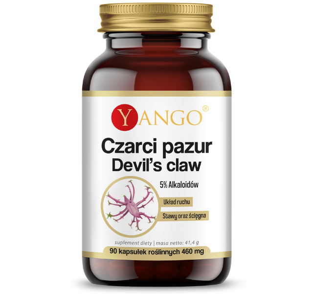 Zdjęcie przedstawia suplement diety Yango Czarci pazur, kapsułki.