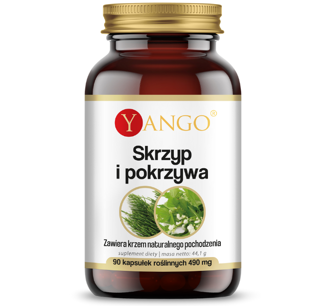 Zdjęcie przedstawia suplement diety Yango Skrzyp z pokrzywą, kapsułki.