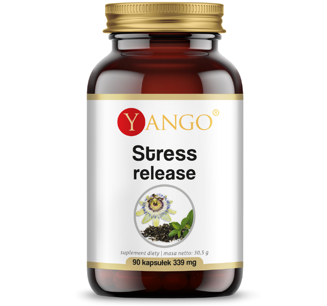 Zdjęcie przedstawia suplement diety Yango Stress Release, kapsułki.