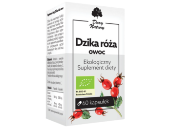 Zdjęcie przedstawia suplement diety Dary Natury Dzika Róża w postaci kapsułek.