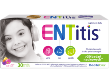 Entitis dla dzieci powyżej 3 roku życia, smak tutti frutti, pastylki do ssania