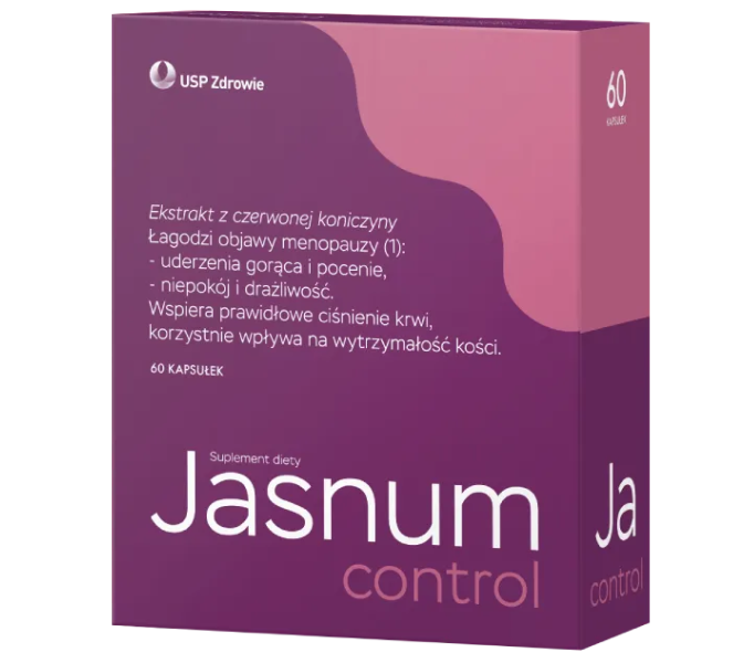 Zdjęcie przedstawia suplement diety Jasnum control w postaci kapsułek.