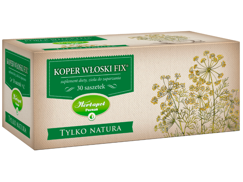 Zdjęcie przedstawia suplement diety Koper Włoski Fix Tylko Natura w postaci ziół do zaparzania.