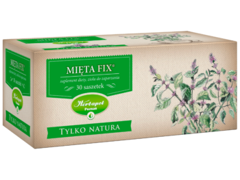 Zdjęcie przedstawia suplement diety Mięta Herbapol Fix Tylko Natura w postaci ziół do zaparzania.